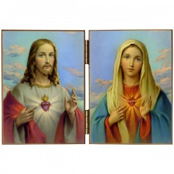 Diptyque religieux Le Sacré Cœur de Jésus et le Cœur Immaculé de Marie