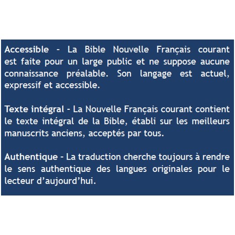 La Bible Nouvelle Français courant - version luxe